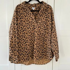J Crew Animal Leopard Print Blouse Tunic Top XXL